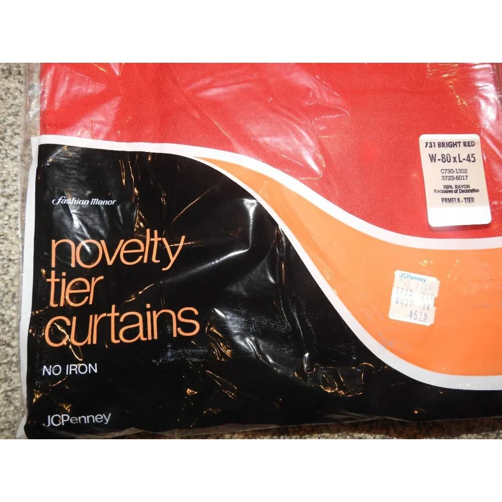 (2) NEW Vintage JC Penney Novelty Tier Curtains 80